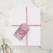 Étiquettes-cadeau Coeur rose tourbillon rose (Avec de la ficelle)