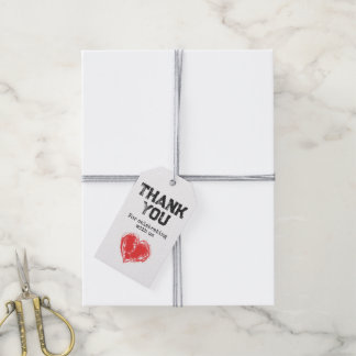 Étiquettes-cadeau Cœur Rouge Désordonné Style Grunge Merci Fête