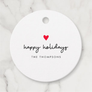 Étiquettes Cadeau Coeur Rouge mignon Joyeux Noël