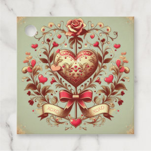 Étiquettes Cadeau Coeur vintage Valentine's day xoxo