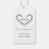 Étiquettes-cadeau Coeur Wreath Wedding Favor Merci (Devant)