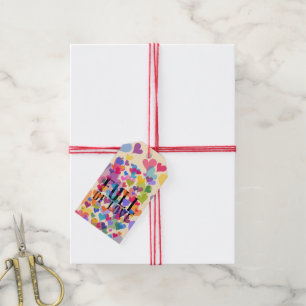 Étiquettes-cadeau Coeurs colorés mignons Plein d'amour Vibrant Funny
