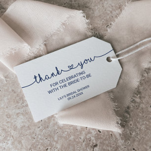 Étiquettes-cadeau Coeurs d'amour Marine Blue Merci Favor