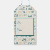 Étiquettes-cadeau Coeurs d'amour verts et beiges (Dos)