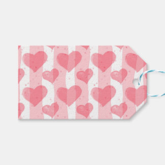 Étiquettes-cadeau Coeurs d'aquarelle de Saint Valentin