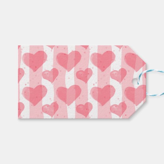 Étiquettes-cadeau Coeurs d'aquarelle de Saint Valentin (Devant (Horizontal))