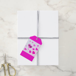 Étiquettes-cadeau Coeurs d'aquarelle rose Personnalisé Nom de couple