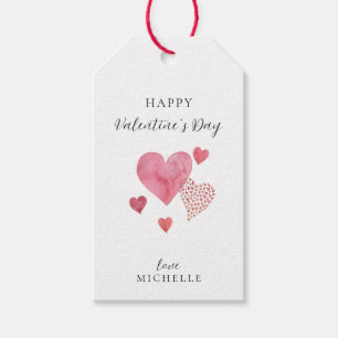 Étiquettes-cadeau Coeurs d'aquarelle, Saint Valentin