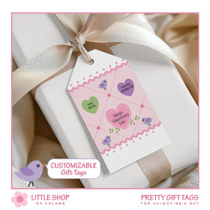 Étiquettes-cadeau Cœurs de bonbons personnalisables Saint-Valentin