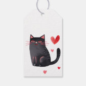 Étiquettes-cadeau Coeurs de chat rose noir Anniversaire (Dos)