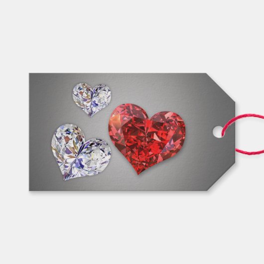 Étiquettes-cadeau Coeurs de diamants précieux et élégants (Devant (Horizontal))