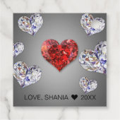 Étiquettes Cadeau Coeurs de diamants précieux et élégants (Dos)