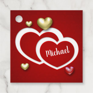 Étiquettes Cadeau Coeurs de la Saint Valentin Rouge moderne