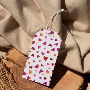 Étiquettes-cadeau Coeurs de la Saint Valentin - viva magenta et oran