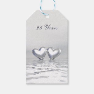 Étiquettes-cadeau Coeurs de l'anniversaire d'argent