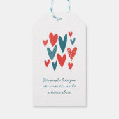 Étiquettes-cadeau Coeurs de Merci coeur Turquoise Rouge (Dos)