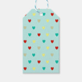 Étiquettes-cadeau Coeurs de polka minuscules sur le vert de la mer (Devant)