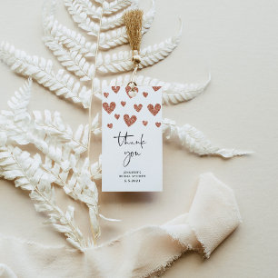 Étiquettes-cadeau Coeurs d'or rose douche nuptiale merci