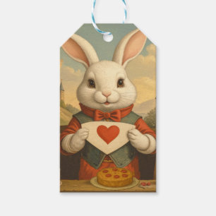 Étiquettes-cadeau Cœurs Fantaisistes de Lapin Blanc Enchantant le Pa