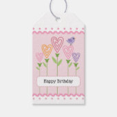 Étiquettes-cadeau Coeurs floraux roses Anniversaire (Devant)