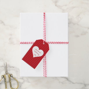 Étiquettes-cadeau Cœurs liés avec un message de Saint‑Valentin -