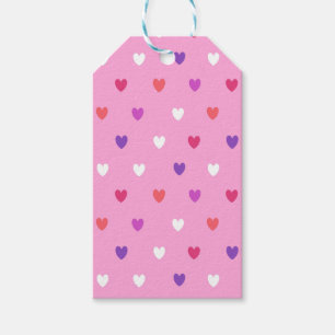 Étiquettes-cadeau Coeurs polka rose