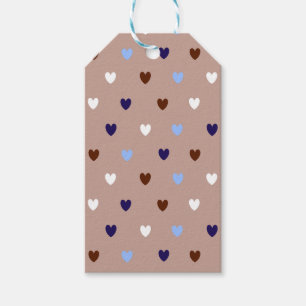 Étiquettes-cadeau Coeurs Polka sur brun pâle