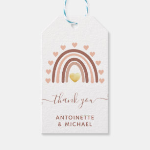 Étiquettes-cadeau Coeurs Rainbow Merci Blush Pink Tags cadeaux