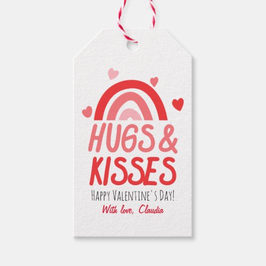 Étiquettes-cadeau Coeurs rose et rouge arc-en-ciel Saint-Valentin (Devant)