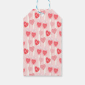 Étiquettes-cadeau Cœurs roses et blancs, Serpentins blancs (Dos)