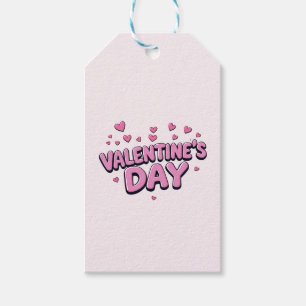 Étiquettes-cadeau Coeurs roses Heureuses Saintes-Valentin modernes e