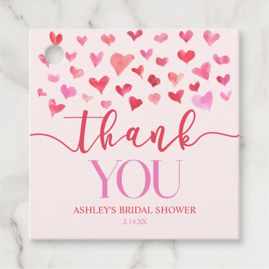 Étiquettes Cadeau Cœurs roses rouges Saint Valentin Fête de mariage  (Devant)