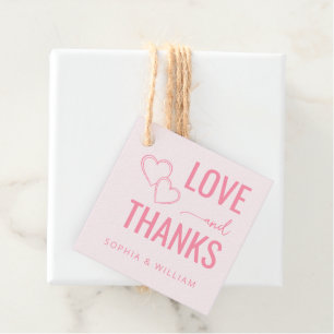 Étiquettes Cadeau Cœurs Roses Tendres et Message d'Amour