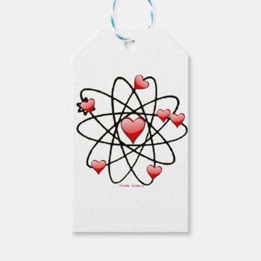 Étiquettes-cadeau Coeurs rouges de Saint Valentin atomique (Devant)
