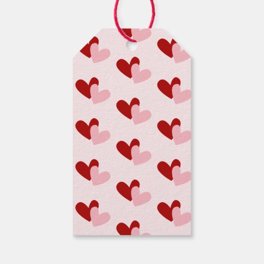 Étiquettes-cadeau Coeurs rouges et roses modernes Saint Valentin sur (Dos)