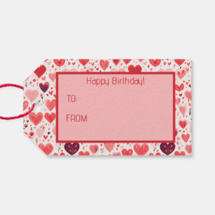Étiquettes-cadeau Cœurs rouges et roses pour la Saint-Valentin
