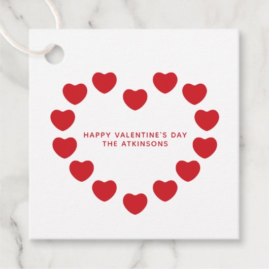 Étiquettes Cadeau Coeurs rouges mignons coutume moderne Saint Valent (Devant)