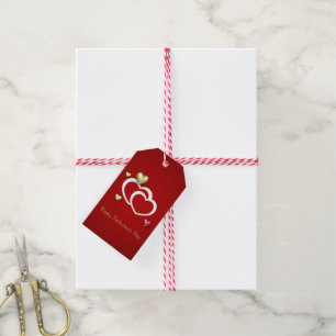 Étiquettes-cadeau Coeurs Valentin Rouge Or Moderne
