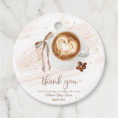 Étiquettes Cadeau Coffee baby shower Is Brewing bow (Devant)