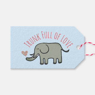 Étiquettes-cadeau Coffre plein d'amour Douce éléphant doodle