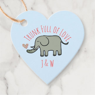 Étiquettes Cadeau Coffre plein d'amour Éléphant mignon pour la Saint