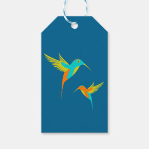 Étiquettes-cadeau Colibri exotique bleu