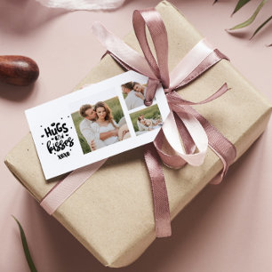 Étiquettes-cadeau Collage Couple Photo & Hugs Et Baisers Phrase Love