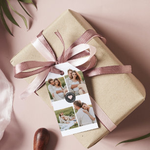 Étiquettes-cadeau Collage moderne Cadeau photo de famille personnali