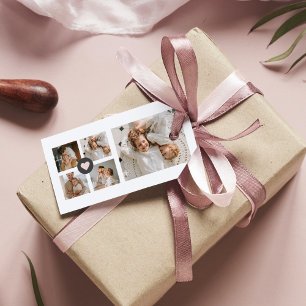 Étiquettes-cadeau Collage moderne Cadeau photo de famille personnali