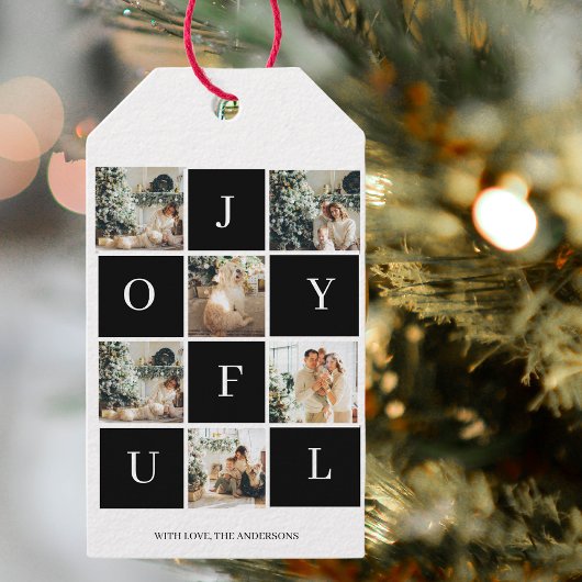 Étiquettes-cadeau Collage photo de Noël | Joyeux | Joyeux Fêtes