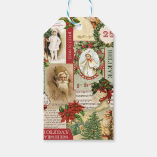 ÉTIQUETTES-CADEAU COLLAGE VINTAGE DE NOËL
