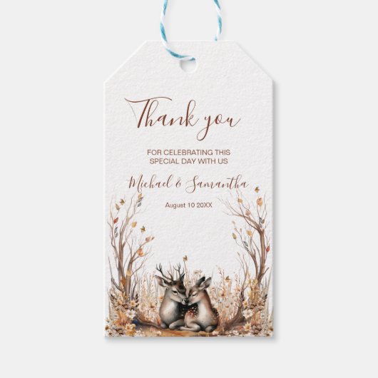 Étiquettes-cadeau Collection de Mariages de cerfs rustiques d'automn (Devant)