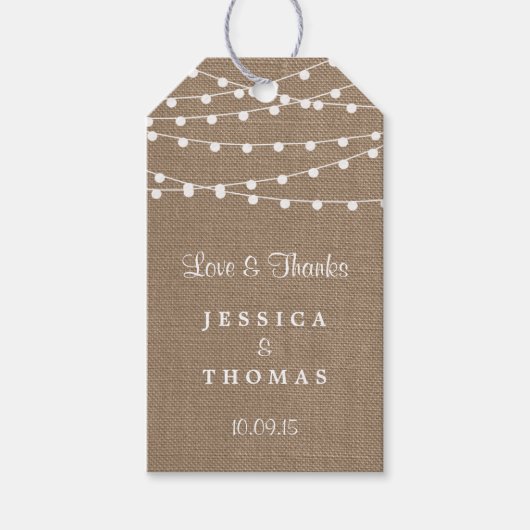 Étiquettes-cadeau Collection de Mariages Rustic Burlap (Devant)