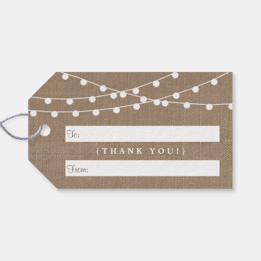 Étiquettes-cadeau Collection de Mariages Rustic Burlap (Dos (Horizontal))